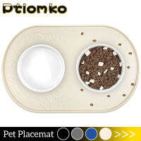 Cat Dog Food Mat Placemat Cat Feeding Placemat Dog Bowl Pad ทำความสะอาดง่ายซิลิโคนกันลื่นแมวสุนัขเครื่องดื่มอุปกรณ์ให้อาหาร