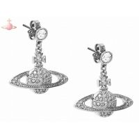 Westwood Vivian British counter purchasing classic 2021 Vivienne Westwood rhinestone Saturn silver long earrings 2023 imported