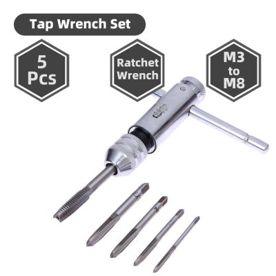 5 Pcs Tap Wrench Set M3 M8 Ratchet Spanner Metric Male Thread Drill For Metalworking Hand Tool Set Mechanical Workshop Tools