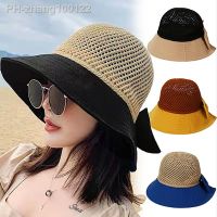 Women 39;s Dome Hollow Out Sun Hats Summer Fashion Big Bow Fisherman Hat for Outdoor Beach UV Protection Panama Bucket Straw Cap