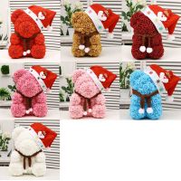 25cm Christmas PE Bear of Roses Bear Rose Flower Artificial New Year Gifts for Women Valentines Gift