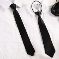 Black Simple Clip on Tie Security Tie JK Uniform Shirt Suit Neckties Steward Matte Funeral Lazy Neck Ties for Men Women Students Cable Management