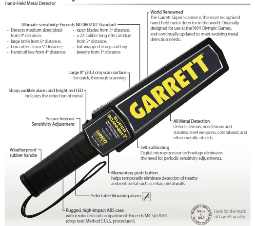 Super Scanner Gar rett Hand Held Metal Detector come with Free