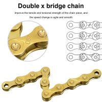 Gold Bike Chain 6 7 8 9 10 11 Speed Mountain Bike Chain 116 Links MTB Road Folding Bike Chain With 1Pair Missing Links Parts