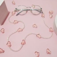 【LZ】✌  Óculos de sol de amor para mulheres cristal rosa romântico transparente cordão colar joalheria moda