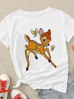 ผู้หญิง Disney สวมใส่มงกุฎ Bambi Graphic Tshirt แฟชั่น Harajuku ฤดูร้อน Streetwear O-Neck สบายเสื้อยืด S-5XL