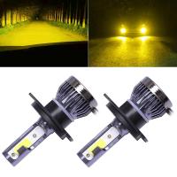 AutoAccessories 2 PCS H4 DC9-36V / 36W / 3000K / 6000LM IP68 Car / Motorcycle Mini COB LED Headlight Lamps / Fog Light(Gold Light)