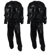 2X Heavy Duty Fitness Weight Loss Sweat Sauna Suit Exercise Gym Anti-Rip Black XL