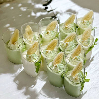 202130PCS Mousse Dessert Cups Plastic Oblique Pudding cup Disposable Party Milk Tiramisu Birthday Wedding Ice Cream cup