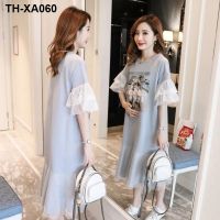 Han edition maternity new summer dress fashionable western style fairy gauze loose off pregnant women late pregnancy