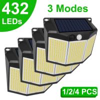 Leclstar Solar LED Light Outdoor Wall Lamps With Sensor Waterproof Sunlight Powered 3 Modes Spotlight Terrace Patio Garden Decor Outdoor Lighting