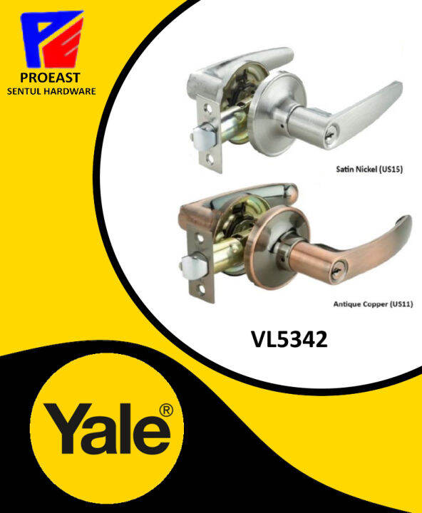 Yale VL5342 Medium Duty Privacy Tubular Handle Lever Door Lock Set Without Keys VL5342US15