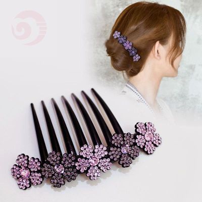 Korean diamond inlaid flower womens curly hair combed in summer popular hair accessories exquisite headwear