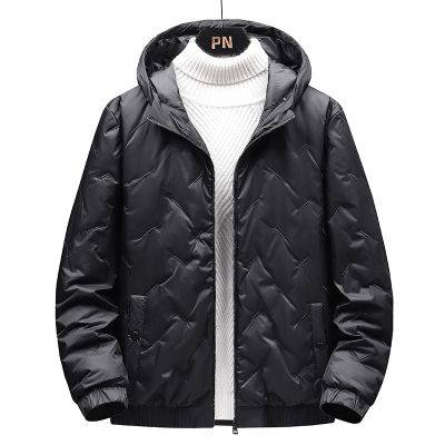ZZOOI Legible Winter Thin Down Jackets Men Casual Solid Loose Hooded Down Coats Man