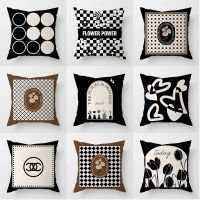 Ins hold pillow tea color black Nordic sofa cushion for leaning on of back office nap pillows black hold pillow in the living room