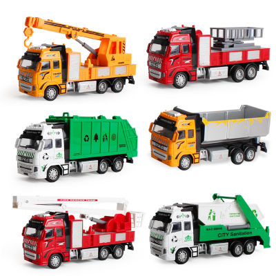 Miten Childrens Large Alloy Pull-back Truck Fire Truck Sanitation Truck Excavator Model for Kids Boy Toy Car Model