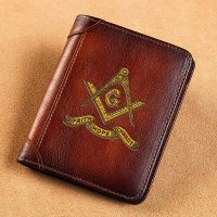 ZZOOI High Quality Genuine Leather Wallet Freemason Faith Hope Charity Printing Standard Purse BK442