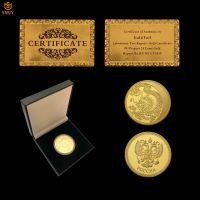 Chinese Zodiac Dragon Russia 100 Rubles Gold Plated Rreplica Animal Metal Commemorative Coin Collection W/Display Coin Box