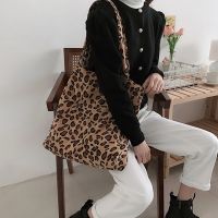 Corduroy high-capacity leopard fashion one shoulder design canvas bag female joker ins students bag tide ₪✷✶