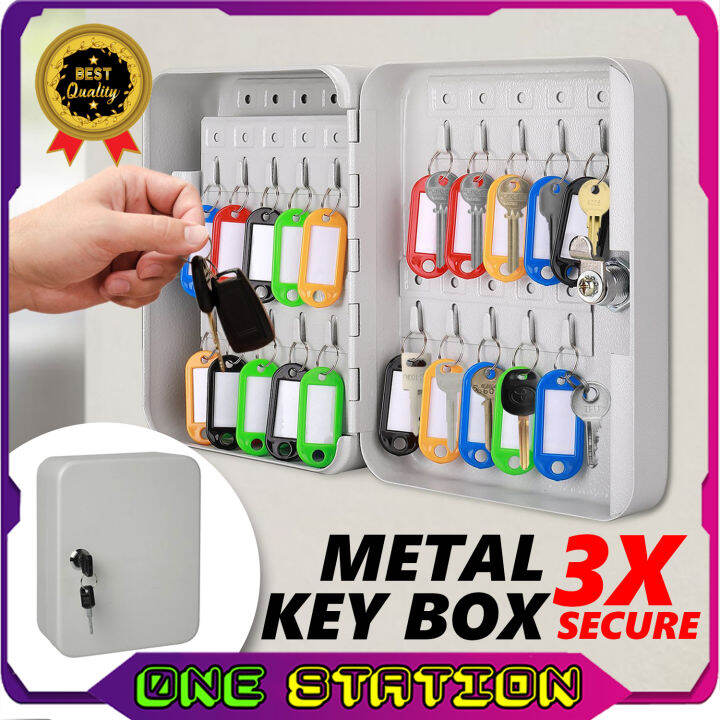 Key Holder Box Metal Key Box Wall Home Key Storage Box Kotak Kunci