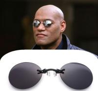 ๑❁♦ Fashion Clip On Nose Sunglasses Men Vintage Mini Round Sun Glasses Hacker Empire Matrix Rimless Sunglasses UV400