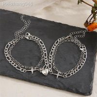 2PCS/Set Multilayer Magnetic Heart Bracelets Bangles For Women Lovers Y2K Vintage Chain Silver Color Bracelets Set Punk Jewelry