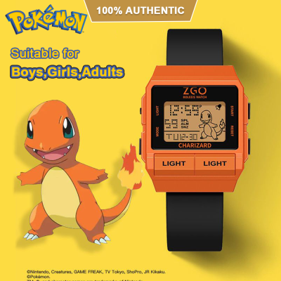 (35.5mm)Pokemon นาฬิกาโปเกมอนของแท้100%,นาฬิกาดิจิตอล Psyduck นาฬิกาทนทานต่อการขีดข่วนกันน้ำได้50เมตรสำหรับเด็กผู้หญิงเด็กผู้ชาย 8933