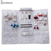 Portable Roll-up Felt Jewelry Roll Storage Bag Folding Travel Earrings Necklaces Bracelets Rings Container Storage