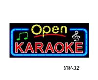 PP ป้ายไฟLED OPEN KARAOKE รุ่น YW-32 LED SIGN ข้อความ อักษร ตกแต่งหน้าร้าน