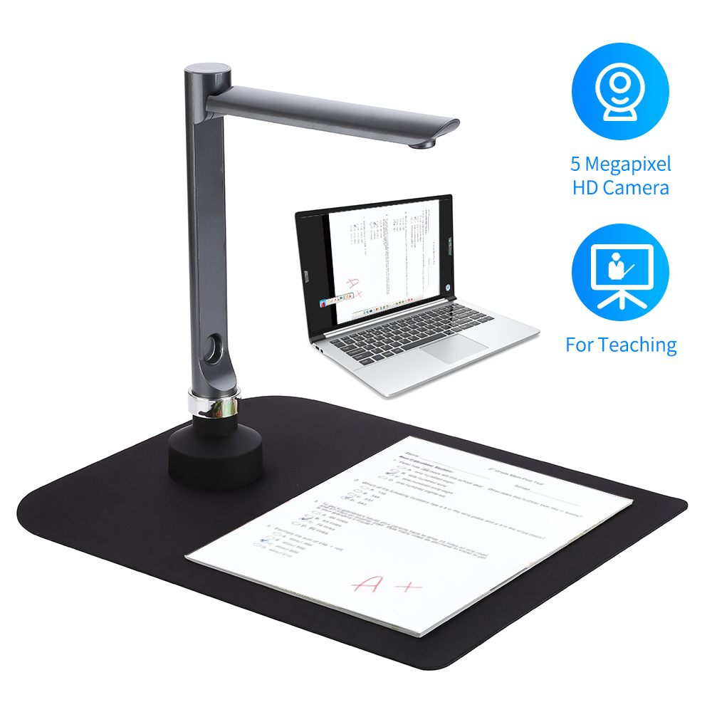 Aibecy F60A Document Camera Scanner 5 Mega-Pixel HD Camera A4 Capture Size with LED Light Teaching Software for Teacher Classroom Online Teaching Course Distance Learning Education 