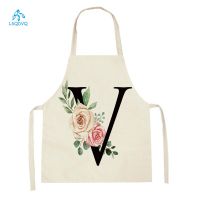 Creative Flowers Letters Pattern Kitchen Aprons for Women Men Baking Accessories Sleeveless Linen Aprons Cleaning Cooking Apron Aprons