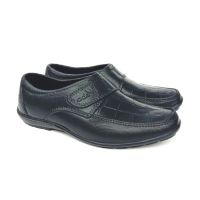 Pria Hitam Mens Work loafers PYLON Rubber น้ำหนักเบา Full Black ODE Size 40-45