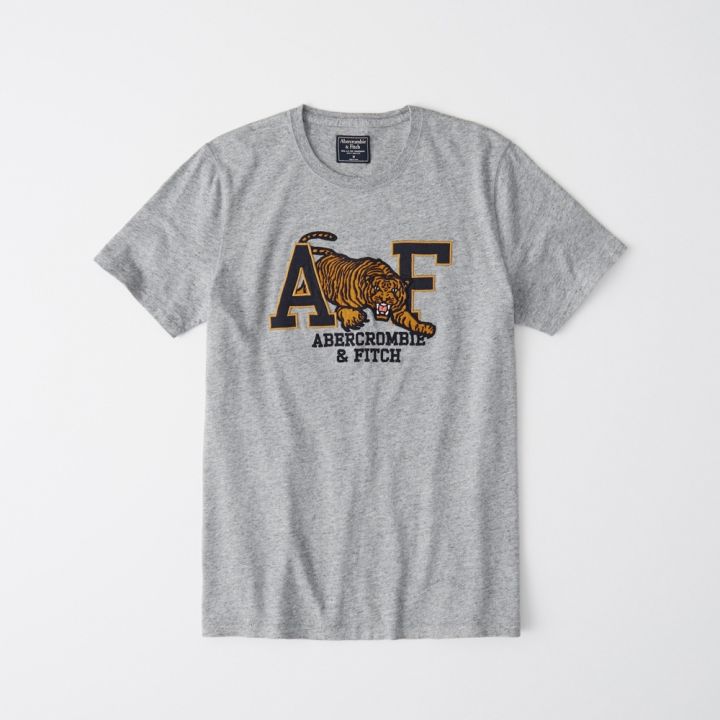 abercrombie-fitch-unisex-เสื้อยืดแขนสั้นพิมพ์ลายรองเท้าบิน