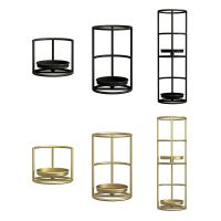 Nordic Style Wrought Iron Circle Geometric Candle Sconce Holder Candlestick Rack