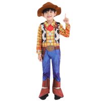Anime Boy Woody คอสเพลย์เครื่องแต่งกายเด็กคาวบอยนายอำเภอ Hooded Jumpsuit ปาร์ตี้ฮาโลวีน Set