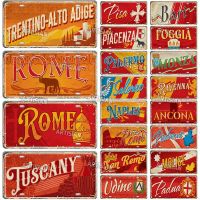 Artisian ITALY Ctiy State Province Metal Sign Landmark License Plate Travel Car Plate Decorative Tin Plaque Wall Decor Garage