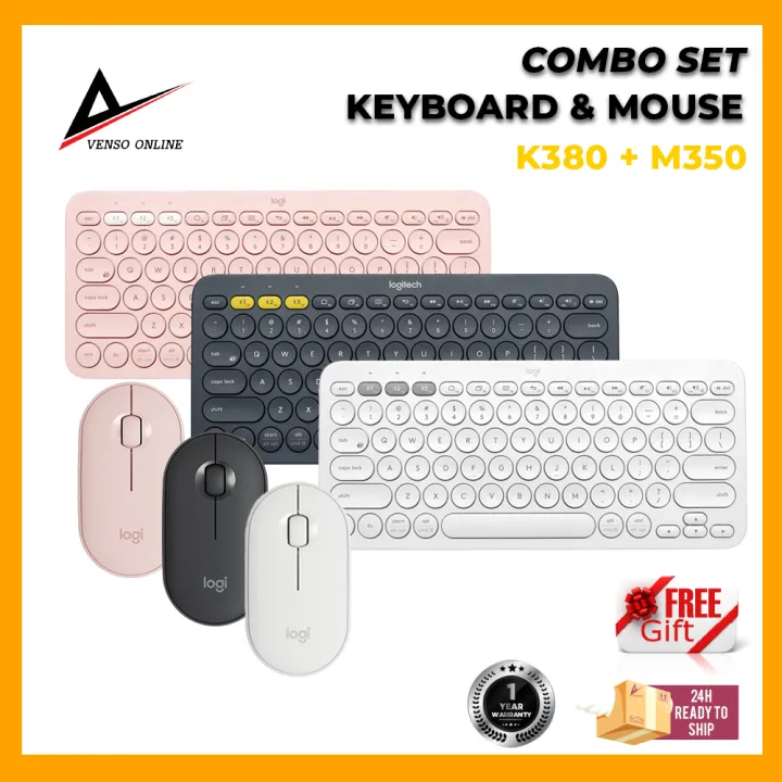 Logitech K380 Wireless Bluetooth Keyboard M350 Pebble Mouse Set Multi Device Ultra Thin Mute Bluetooth Mice Keyboard Combos Lazada