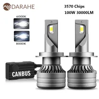 (Premium car) DARAHE ไฟหน้ารถ Led H1 100W 30000LM H4 H7 LED Canbus H8 H9 H11 9005 HB3 9006 HB4 High Beam Auto ไฟหลอดไฟ Turbo