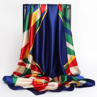 【CW】 90x90cm Silk Scarves Print Foulard Hijab Ladies Luxury Brand Shawl Bandanna Female Muffler chiffen wrap