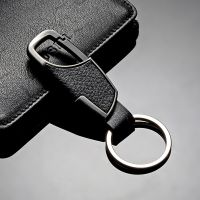 ☬ Luxury Leather Men Keychain Black Clasp Creative DIY Keyring Holder Car Key Chain For Men Jewelry Gift