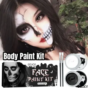 BOBISUKA Halloween Cosplay SFX Makeup Black + White Face Body Paint Special  Effects Makeup Kit Dress