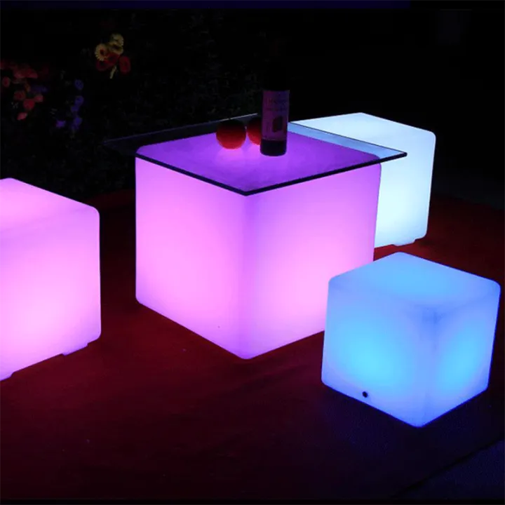 Led Furniture Waterproof Garden Glowing Stool Cube Remote Control Chair