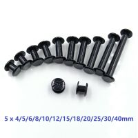 10pcs M5x4/6/8/10/12/15/18/20/25/30 Black Plated Account Books Screw Snap Rivet Chicago Screws Book Butt Binding Nails