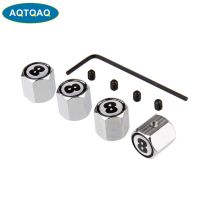 4Pcs/Set Classic Black 8 Anti-theft Chrome Car Wheel Tire Valve Stem Cap For Car/Motorcycle Air Leakproof And Protection Your Va Valve Stems  Caps  Ad