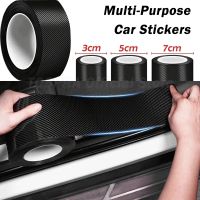 3D Strip Serat Karbon Hitam Stiker Mobil DIY Gulungan Pasta Pita Pelindung Anti Gores Otomatis Film Decal Dekorasi Mobil Tahan Air