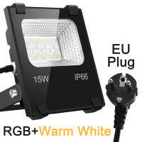 RGB LED Floodlight 15W Bluetooth Outdoor Smart Flood Light 110V 220V IP66 Waterproof Color Changing Spotlight APP Group Control