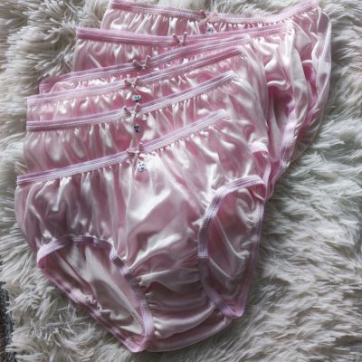 กางเกงในบิกินี่ ผ้าวาโก้ นุ่มลื่น สีชมพูอ่อน กางเกงในผู้หญิง กางเกงไนล่อนเกรดพรีเมี่ยม  แพ็ค 6 ตัว&nbsp;ไซส์ L  Bikini Woman Underwear Nylon  สะโพก 32-38 นิ้ว&nbsp;