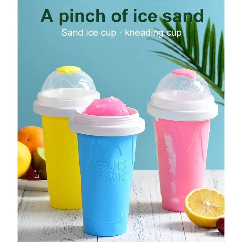 Slushy Maker Cup, Smoothie Pinch Ice Cup, Quick Frozen Smoothie Cups with  Lids, Cooling Cup Squeeze Cup, DIY Homemade Milk Shake Ice Cream Maker Smoothie  Cups for Kids Adults Summer 