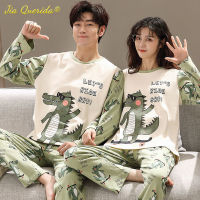 Cotton Sleepwear Winter Autumn Long Sleeve Cartoon Printing Couples Nightwear Couple Pajama New Fashion Mens Womens Loungewear