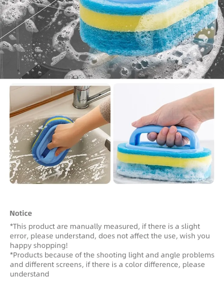 Cleaning Brush with Handle Kitchen Sponge Wipe Thickening Bathroom Tile  Cleaning Sponge Household Stain Removal Clean Tools